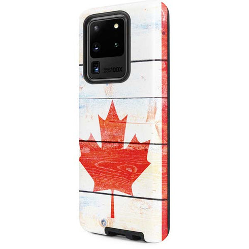 Canada Flag Light Wood Galaxy S20 Ultra 5G Pro Case